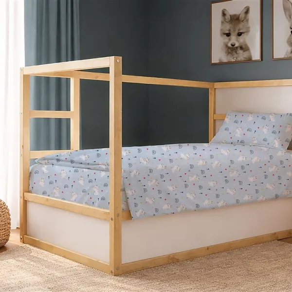 Παπλωματοθήκη Εμπριμέ kids Rabbit Garden 584 160X240 Sky Blue 100% Cotton