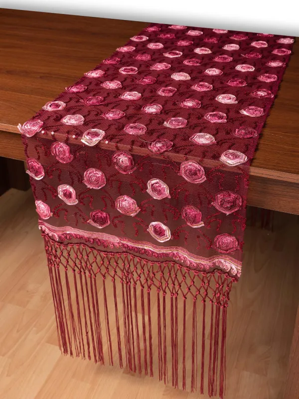 Τούλινη καρέ τραβέρσα 264-17 (50cm x 200cm) μπορντώ 