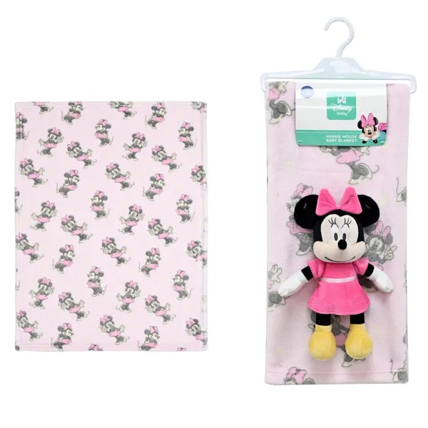 Λούτρινο Disney Home Σετ 2 Τεμ. bebe Minnie 30 Ύψος 25 cm & Κουβέρτα Coral Fleece 75X100 cm Pink-Black 100% Polyester