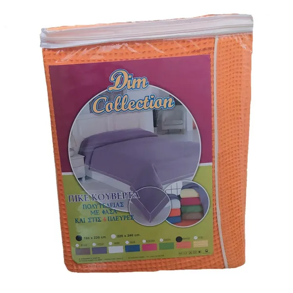 ΚΟΥΒΕΡΤΑ ΠΙΚΕ 160X220 με φάσα περιμετρικά Orange Cotton 100%