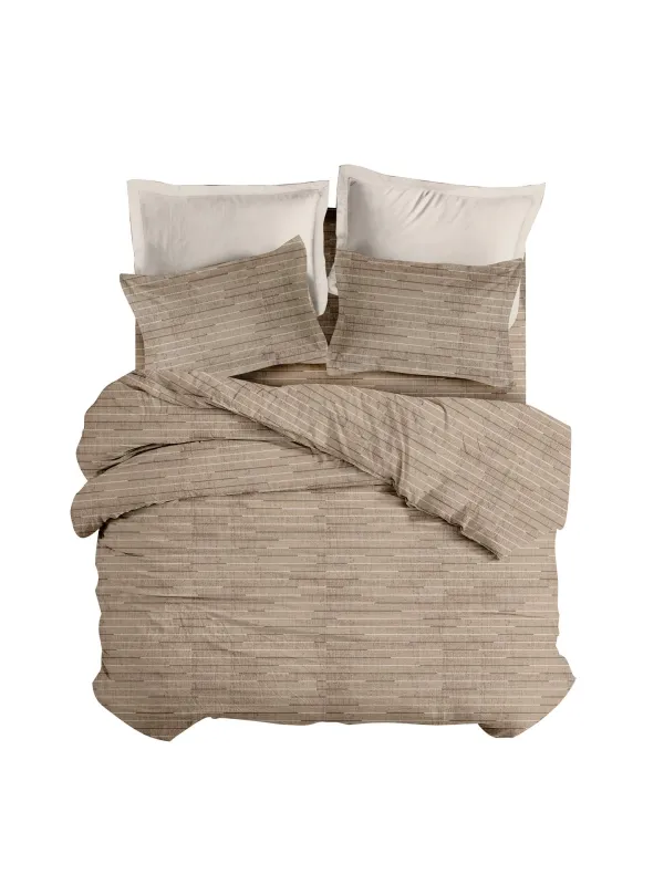 ΣΕΤ ΣΕΝΤ M FLAT LINES (BROWN3) 2*170x260cm 50x70cm  FLANNEL 100%COTTON