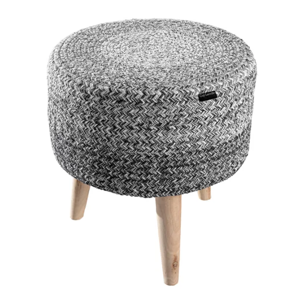 Σκαμπό Στρογγυλό Guy Laroche Shades Grey - Βαμβακερό 40x40x40 cm