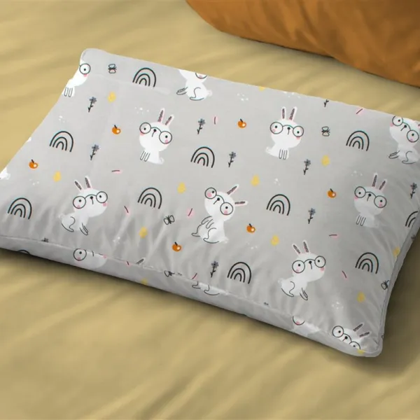 Μαξιλαροθήκη Εμπριμέ kids Rabbit Garden 586 50X70 Grey 100% Cotton
