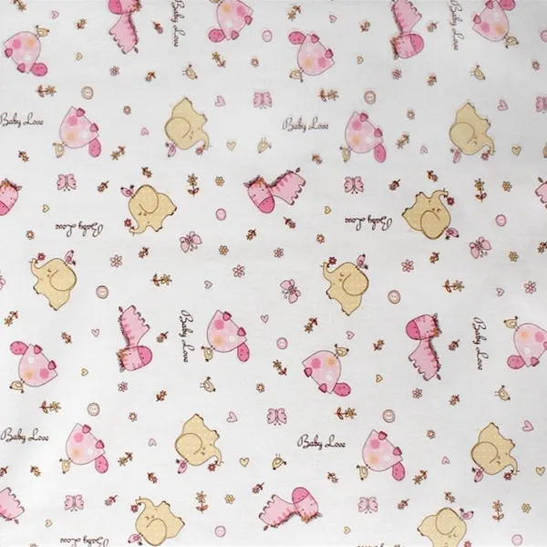 Πάνα Φανέλα bebe Elephant 072 80X80 White-Pink 100% Cotton Flannel
