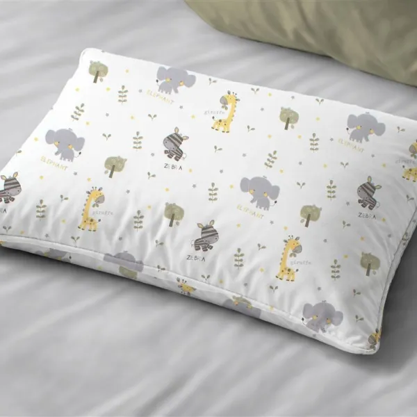 Μαξιλαροθήκη Εμπριμέ bebe Happy Safari 713 35X45 White-Grey 100% Cotton