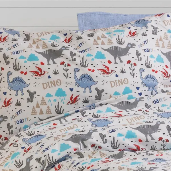 ΜΑΞΙΛΑΡΟΘΗΚΗ ΕΜΠΡΙΜΕ kids Dino 309 50X70 White-Blue Cott/Pol 70/30