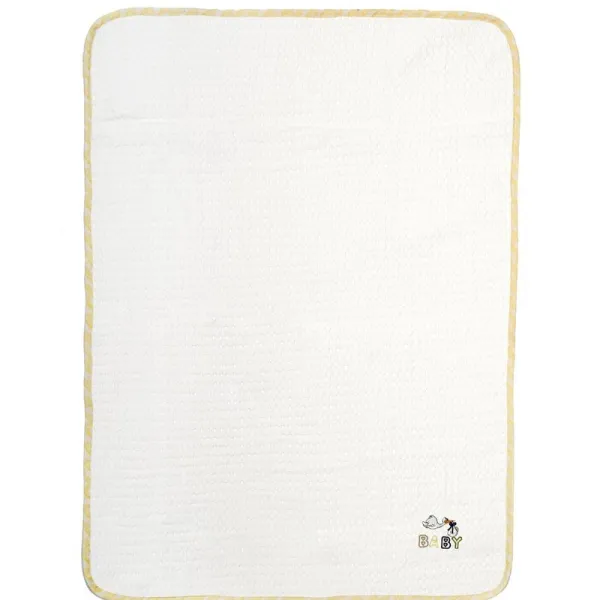Κουβέρτα Πικέ Με Κέντημα bebe Stork 193 100X160 White-Yellow 100% Cotton