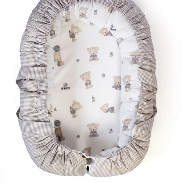 Φωλιά Ύπνου bebe Bear's Nest 05 85x60x15 White-Grey 100% Cotton
