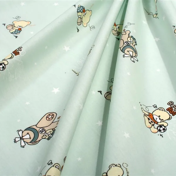 Σεντονάκι Λίκνου bebe Bear's Playtime 593 80X110 Mint 100% Cotton