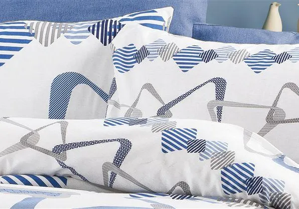 Μαξιλαροθήκη Εμπριμέ Δαρεία 489 50X70 White-Blue 70/30 Cott/Pol