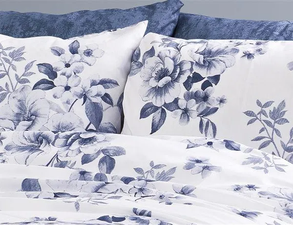 Μαξιλαροθήκη Εμπριμέ Βερονίκη 486 50X70 White-Blue 70/30 Cott/Pol