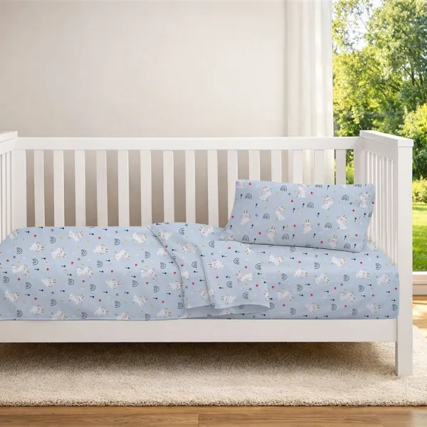 Κατωσέντονο Με Λάστιχο bebe Rabbit Garden 584 0,70X1,40X0,15 Sky Blue 100% Cotton
