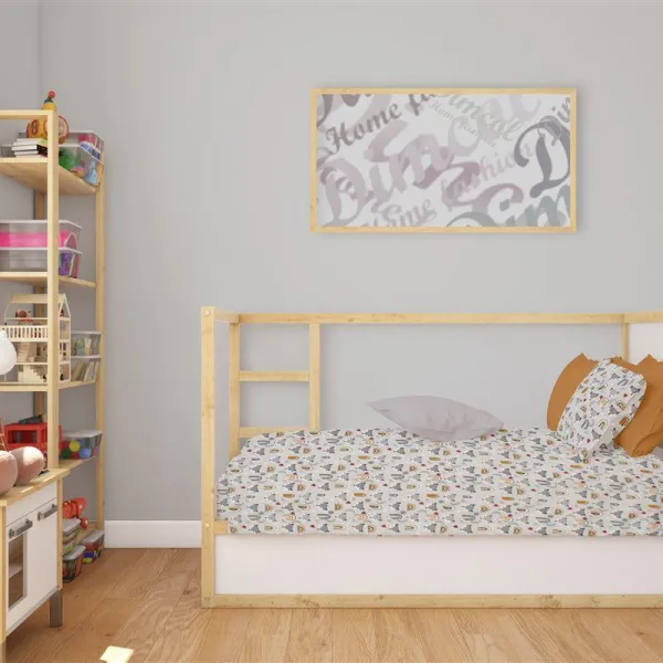 Κατωσέντονο Με Λάστιχο bebe Fox 527 0,70X1,40X0,15 Grey 100% Cotton