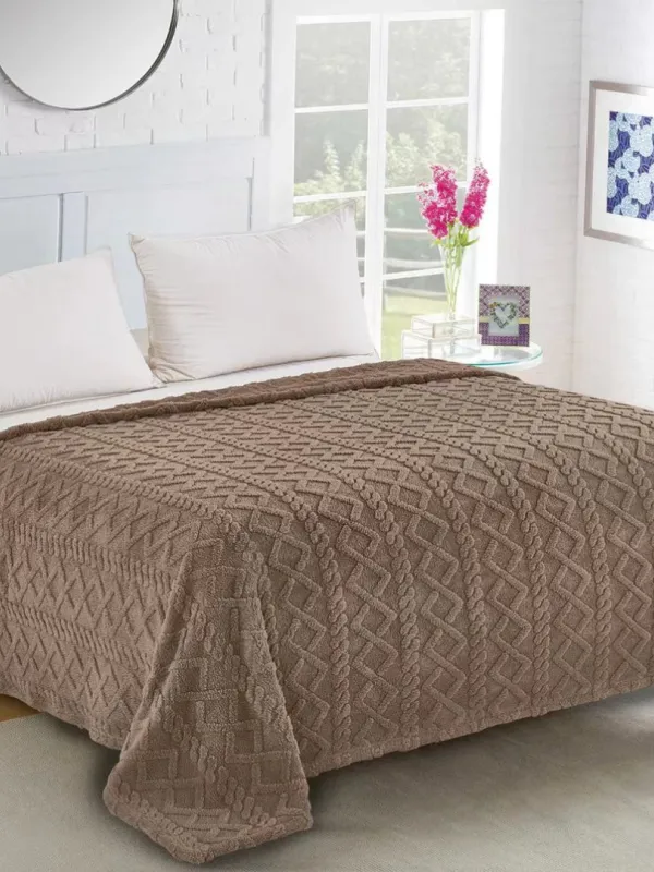 Fleece knitted (160cm x 220cm) σοκολά