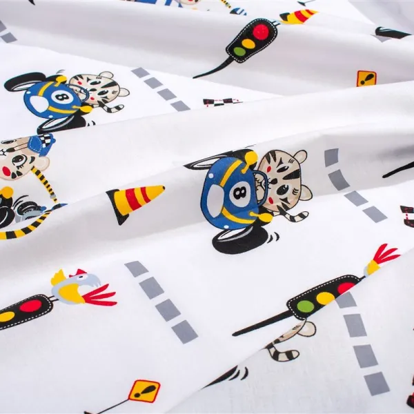 Σεντονάκι Λίκνου bebe Animal Grand Prix 589 80X110 White-Blue 100% Cotton