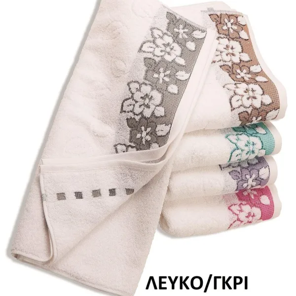 ΠΕΤΣΕΤΑ ΖΑΚΑΡ ZERO TWIST ΕΡΑΤΩ 70X140 ΛΕΥΚΟ/ΓΚΡΙ Cotton 100%