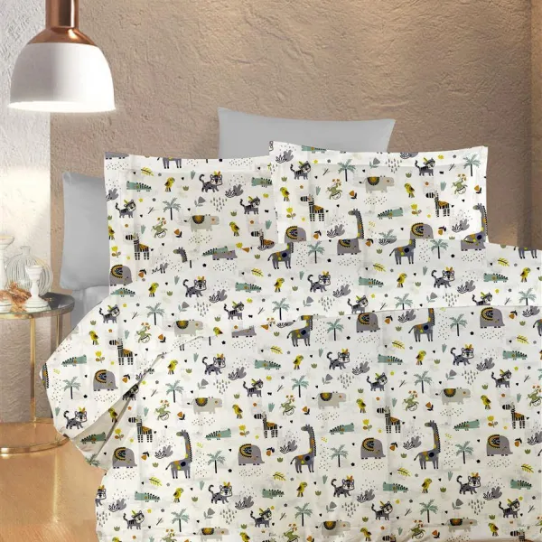 ΠΑΠΛΩΜΑΤΟΘΗΚΗ ΕΜΠΡΙΜΕ kids Zoo 557 160X240 White-Grey 100% Cotton