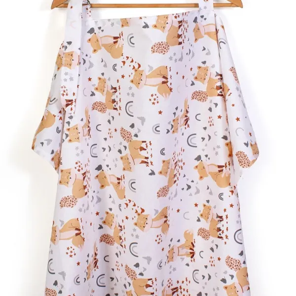 Ποδιά Θηλασμού bebe Cute Fox 02 105x70 White-Beige 100% Cotton