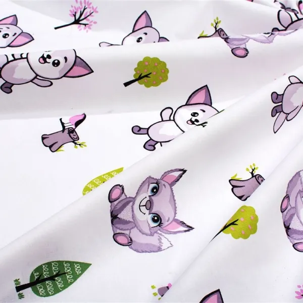 Σεντονάκι Λίκνου bebe Baby Foxes 594 80X110 White-Pastel Lilac 100% Cotton