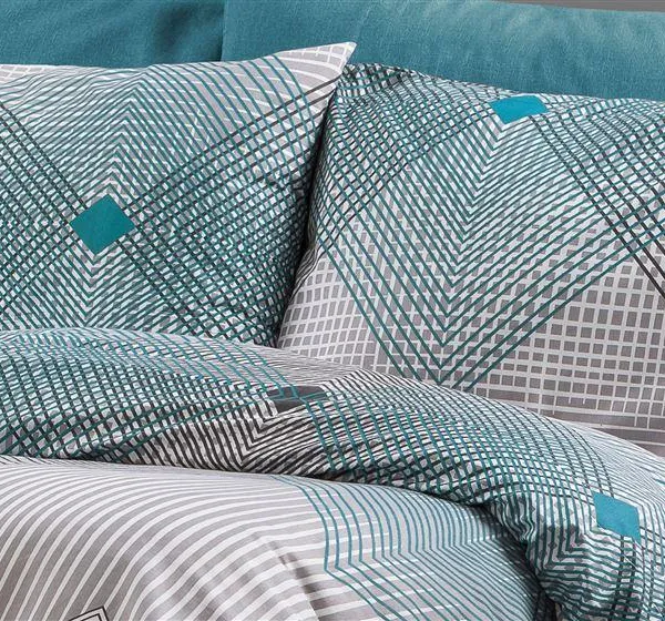 Μαξιλαροθήκη Εμπριμέ Καλλιρόη 605 50X70 Grey-Petrol 70/30 Cott/Pol