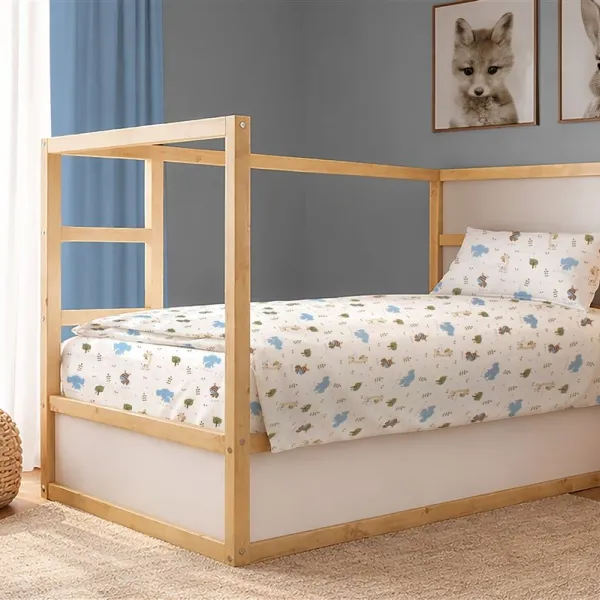 Παπλωματοθήκη Εμπριμέ kids Happy Safari 711 160X240 White-Sky Blue 100% Cotton