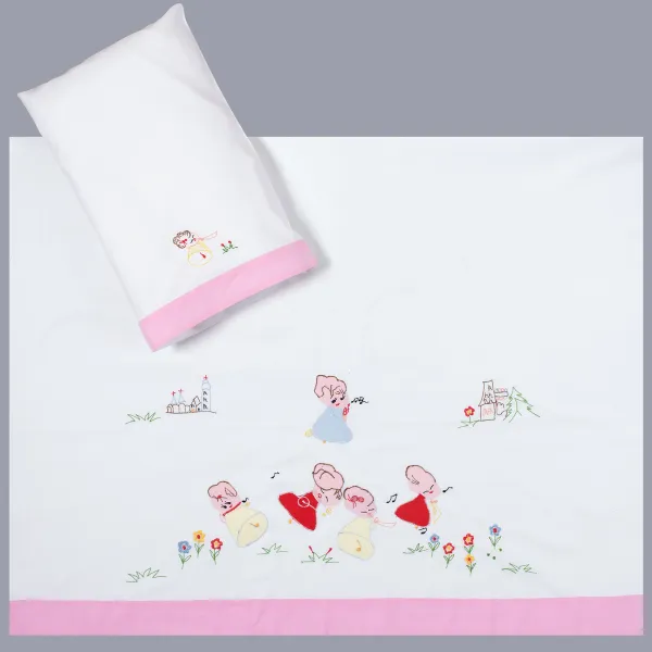 bebe σεντόνι (85cm x 135cm + 26cm x 40cm) ροζ