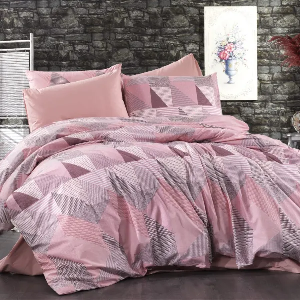 ΣΕΝΤΟΝΙΑ ΕΜΠΡΙΜΕ ΣΕΤ 4 τεμ Geometrical 331 220Χ240 Pink-Salmon Flannel cotton 100%