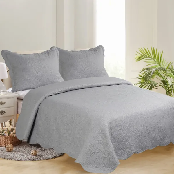 Προϊόν ΜΟΝΟ ΚΟΥΒΕΡΛΙ SOLID (160cm x 220cm + 1 x 50cm x 70cm ) LIGHT GREY/ DARK GREY Εικόνα