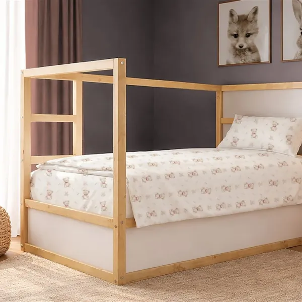 Παπλωματοθήκη Εμπριμέ kids Newborn Bear 716 160x240 White-Beige 100% Cotton