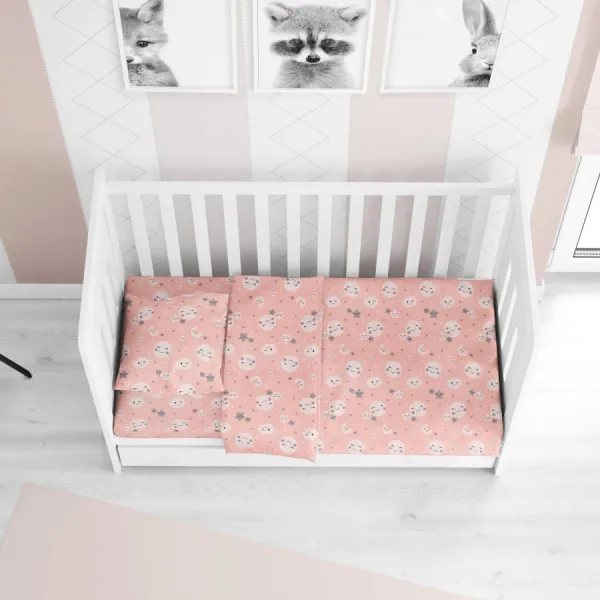 ΚΑΤΩΣΕΝΤΟΝΟ ΜΕ ΛΑΣΤΙΧΟ bebe Smile 82 0,70X1,40X0,15 Coral Cotton 100%