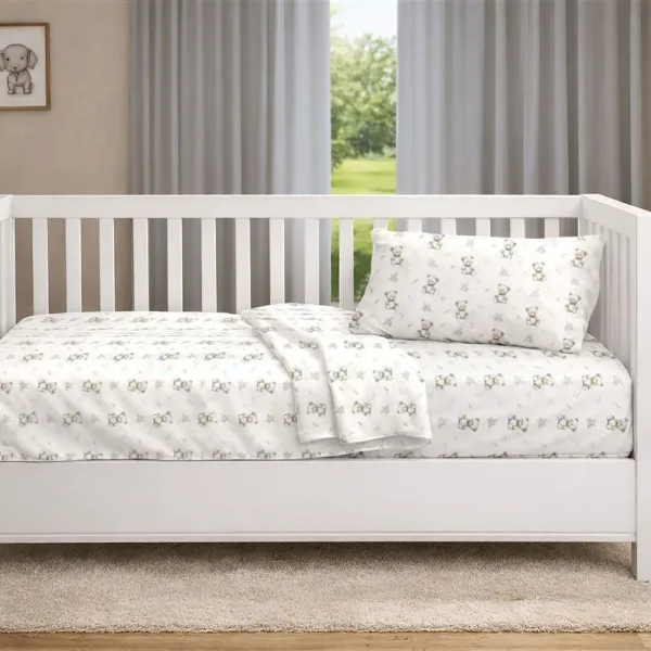 Κατωσέντονο Με Λάστιχο bebe Newborn Bear 717 0,70x1,40x0,15 White-Grey 100% Cotton