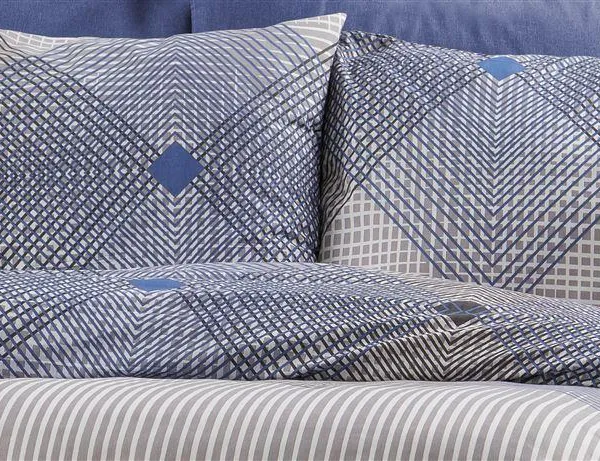 Μαξιλαροθήκη Εμπριμέ Καλλιρόη 604 50X70 Grey-Blue 70/30 Cott/Pol
