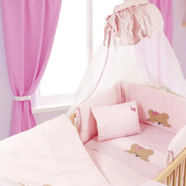 ΚΟΥΝΟΥΠΙΕΡΑ bebe SLEEPING BEARS CUB 14 160X490 ΡΟΖ Cotton 100%