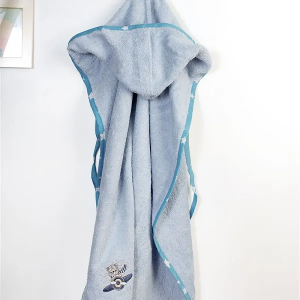Κάπα Με Κέντημα bebe Aviator 183 75X85 Sky Blue 100% Cotton