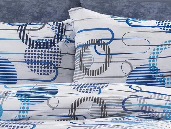 Μαξιλαροθήκη Εμπριμέ Διώνη 602 50X70 White-Blue 70/30 Cott/Pol