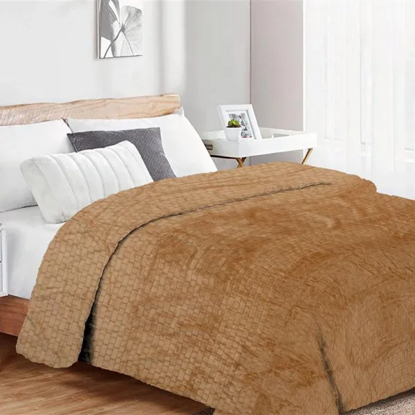 Κουβέρτα Coral Fleece Jacquard Brick 02 220X240 Beige 100% Polyester