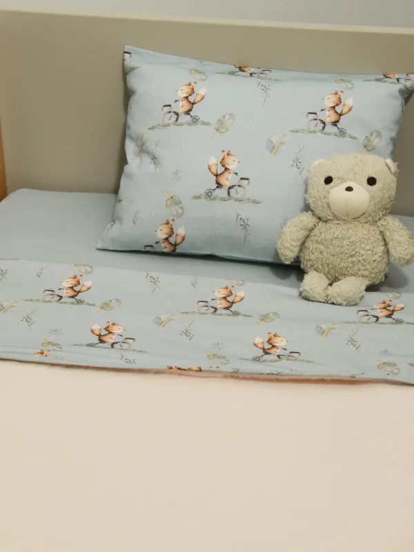 Minky ΝEW Κουβέρτα Λίκνου Διπλής Όψης 75x95 Des.429 Oliver Baby