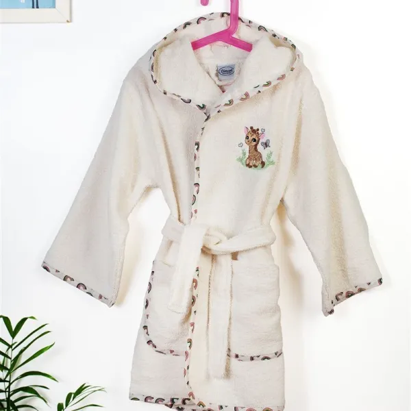 Μπουρνούζι Με Κέντημα kids Giraffe 173 Size: 04 Ecru-Multi 100% Cotton